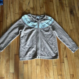 Carrol reed wool blend full zip  cardigan sweater